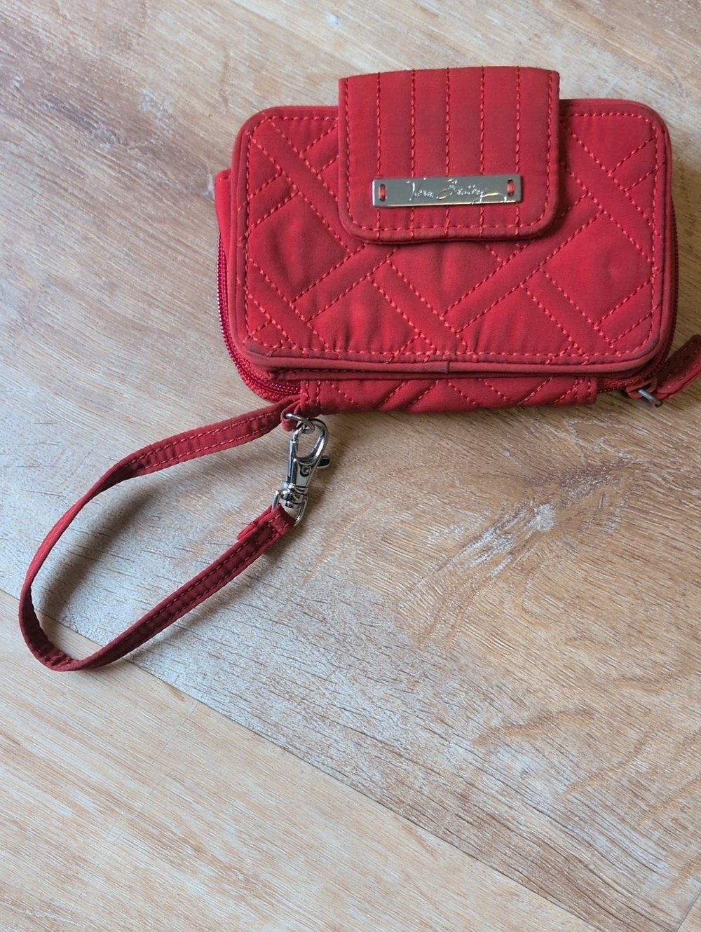 Vera Bradley Quilted Red Wristlet with Removable Strap